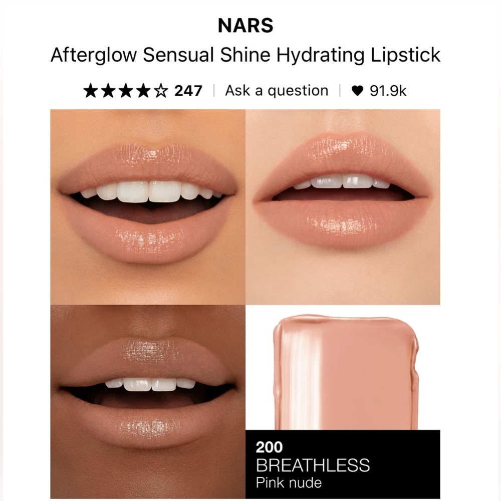 NARS Afterglow Sensual Shine Hydrating Lipstick NIB breathless - Picture 4 of 5